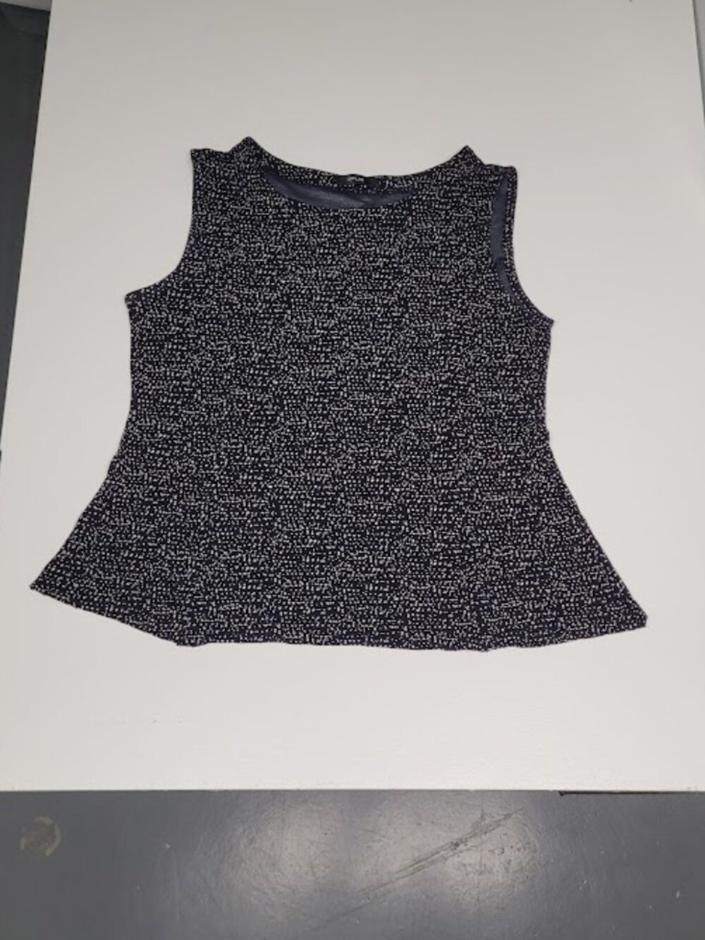 Womens sleeveless stretch fit & flare top shirt-Blk/Wh dots-Opus-Size Small EU38